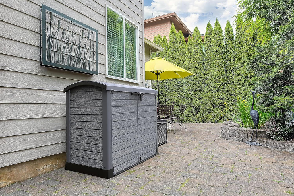 Duramax StoreAway 1200L Plastic Garden Shed/ Flat Lid, Outdoor Storage Shed, Wheelie Bin Hideaways, Wheelie bin box, Durable Construction, Ideal fo...