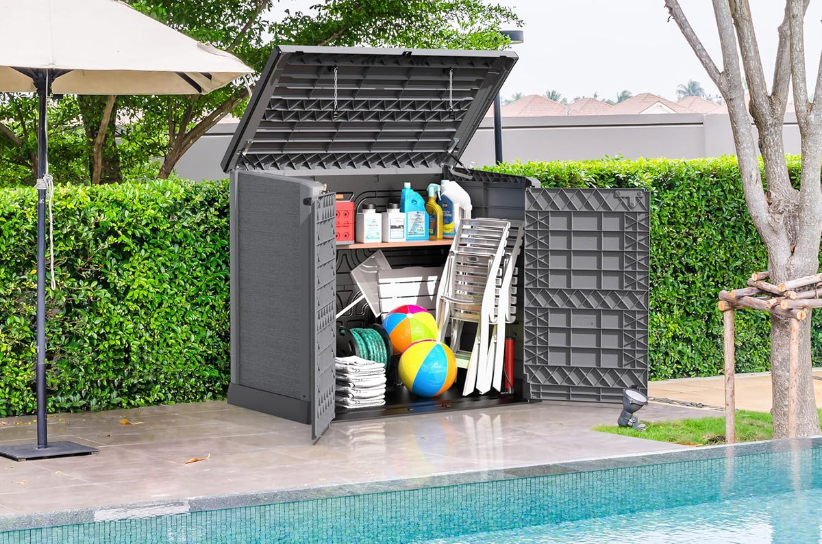 Duramax StoreAway 1200L Plastic Garden Shed/ Flat Lid, Outdoor Storage Shed, Wheelie Bin Hideaways, Wheelie bin box, Durable Construction, Ideal fo...