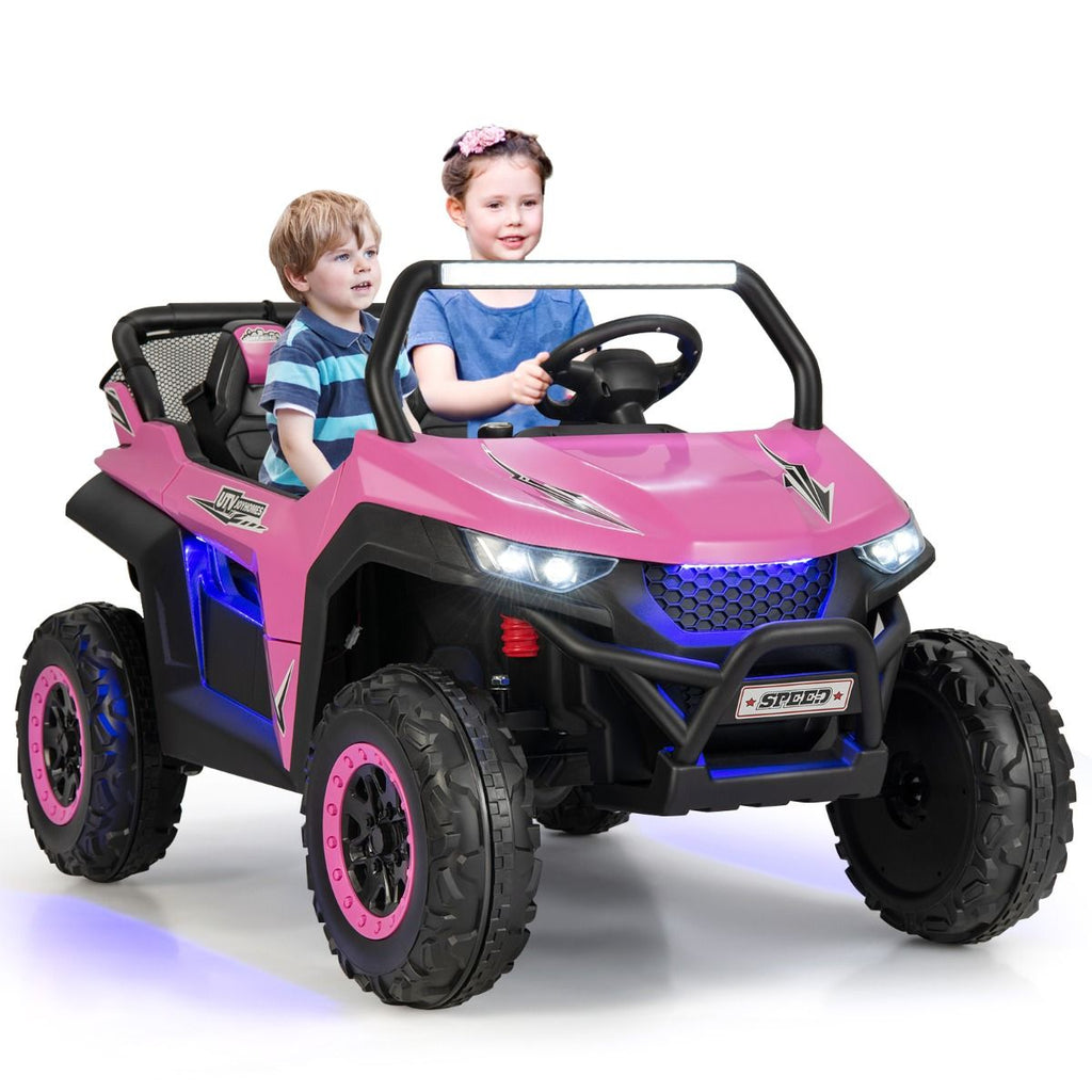 Voiture électrique Enfant 12 V Télécommande pour 3-8 Ans 2 Vitesses Ressort de Suspension Charge 59KG 118x74x71CM Noir/Rose/Rouge