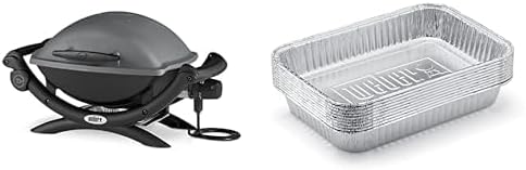 Weber Q1400 Barbecue électrique, surface de cuisson 43 x 32 cm, nomade, grille en fonte émaillée divisée en 2 parties, couvercle et cuve en fonte d...