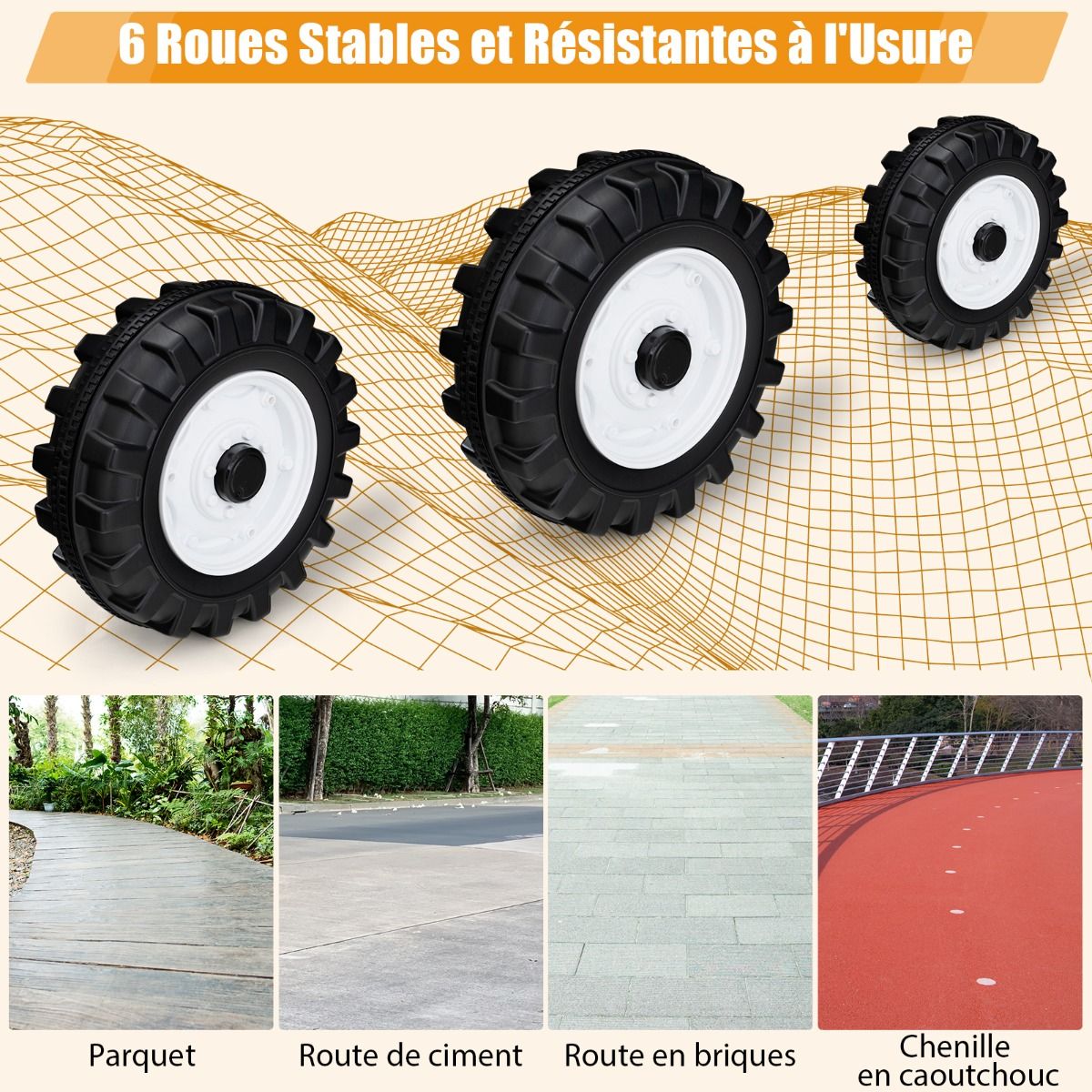 12V Tracteur Électrique Enfants avec Pelle&Remorque Amovible Véhicule Électrique à 6 Roues avec Télécommande & Musique 3-6 km/h pour 3-8 Ans Jaune/...