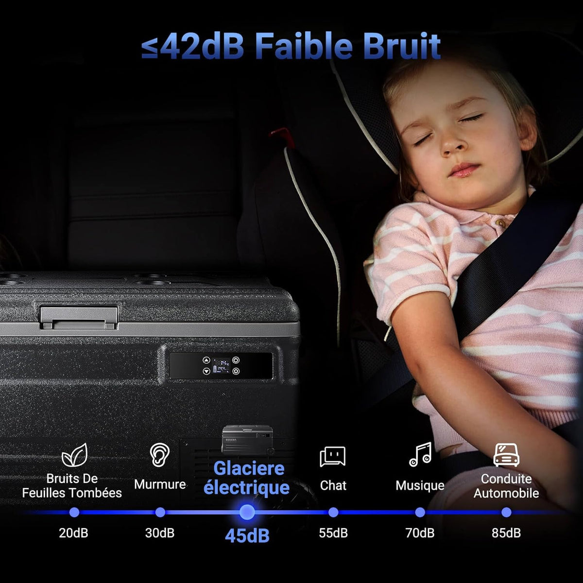 AAOBOSI 45L Glacière à Compresseur, Glaciere Électrique -20℃ à 20℃, Frigo Camion APP&Bouton Contrôle, 12/24V DC et 100-240V AC Glaciere Camping Pou...