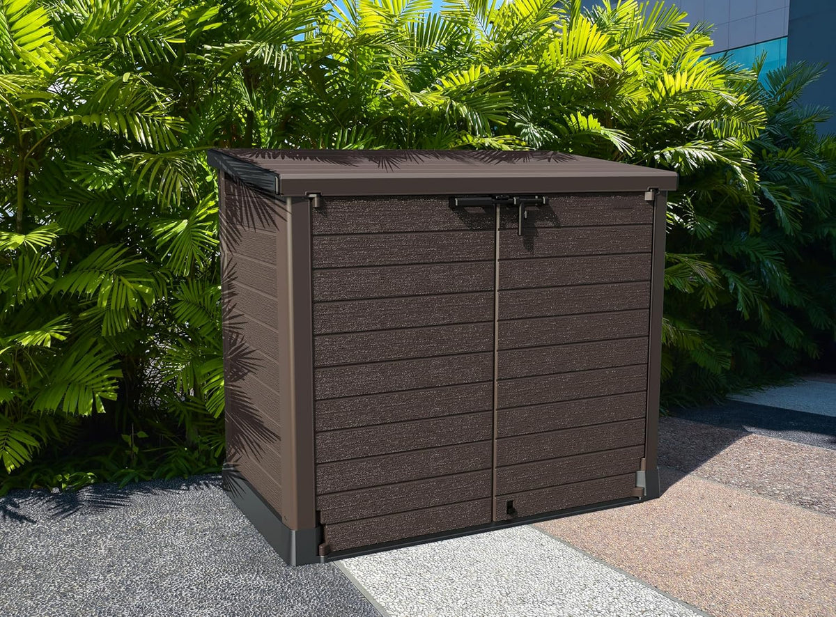Duramax StoreAway 1200L Plastic Garden Shed/ Flat Lid, Outdoor Storage Shed, Wheelie Bin Hideaways, Wheelie bin box, Durable Construction, Ideal fo...