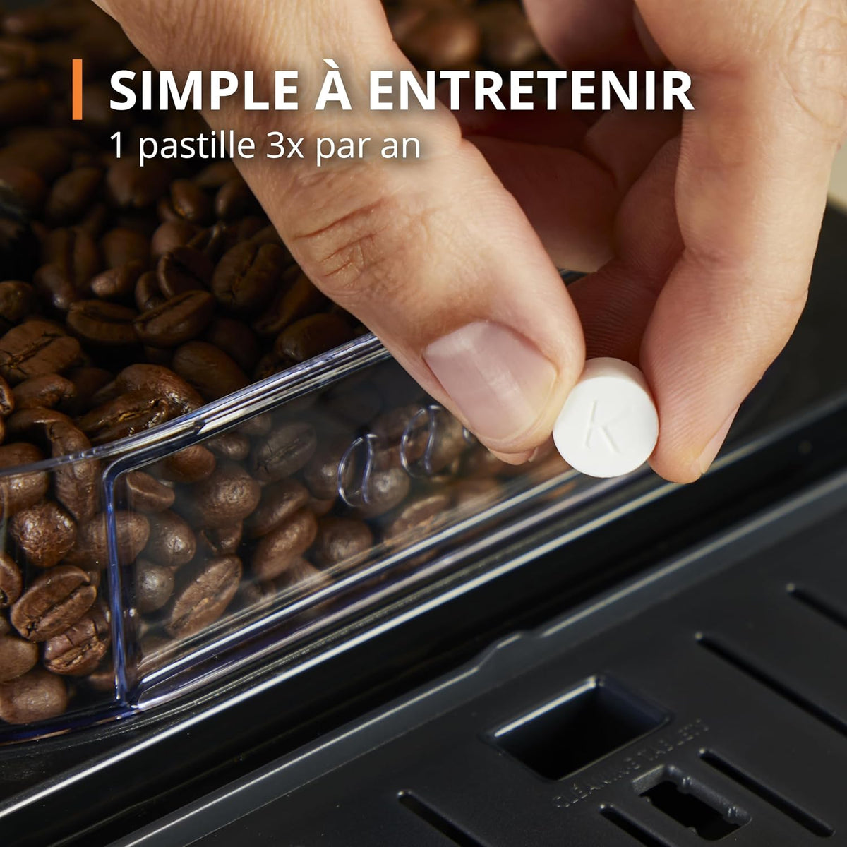 Krups Machine à café grain, 1,7 L, 2 tasses en simultané, Nettoyage automatique, Buse vapeur pour Cappuccino, Cafetière espresso, Essential noire Y...