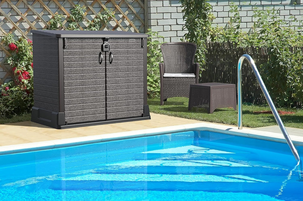 Duramax StoreAway 1200L Plastic Garden Shed/ Flat Lid, Outdoor Storage Shed, Wheelie Bin Hideaways, Wheelie bin box, Durable Construction, Ideal fo...