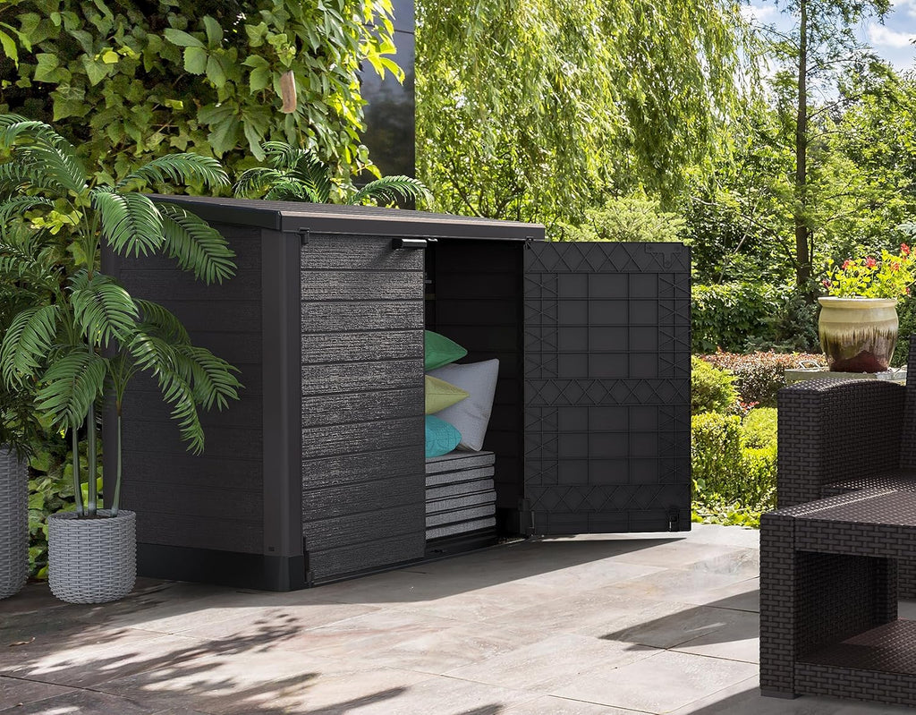 Duramax StoreAway 1200L Plastic Garden Shed/ Flat Lid, Outdoor Storage Shed, Wheelie Bin Hideaways, Wheelie bin box, Durable Construction, Ideal fo...