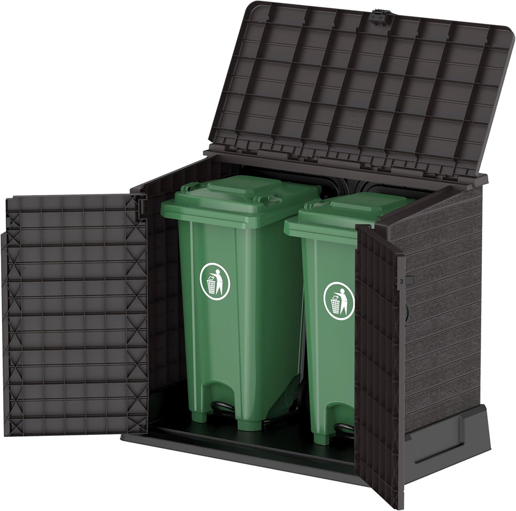 Duramax StoreAway 1200L Plastic Garden Shed/ Flat Lid, Outdoor Storage Shed, Wheelie Bin Hideaways, Wheelie bin box, Durable Construction, Ideal fo...