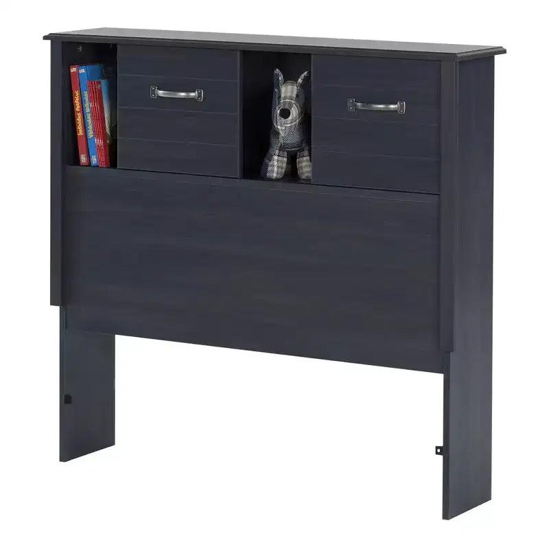 Tête de lit bibliothèque avec rangements et portes coulissantes pour chambre d'enfant