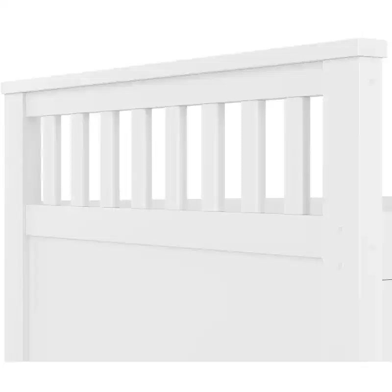 Cadre de lit plateforme simple capitaine avec bibliothèques de rangement, étagères, armoire et 4 tiroirs