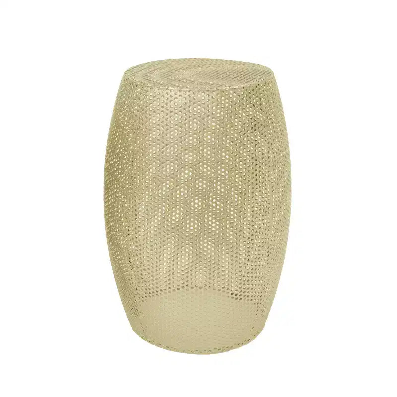 Ensemble de 2 tables d'appoint rondes en métal creux, modernes, dorées