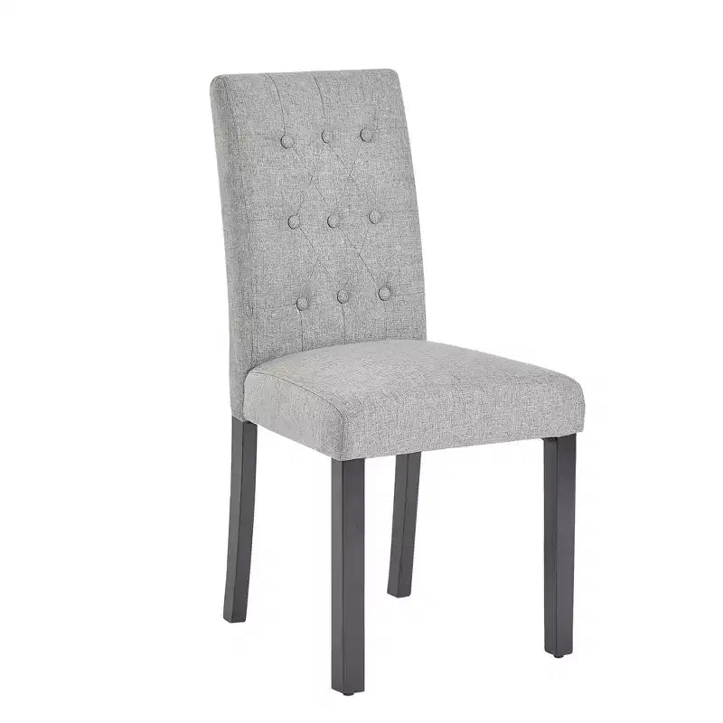 Lot de 2 chaises de salle à manger capitonnées, dossier haut capitonné, assise rembourrée et pieds en bois d'hévéa, chaises de salle à manger Café/Beige/Gris