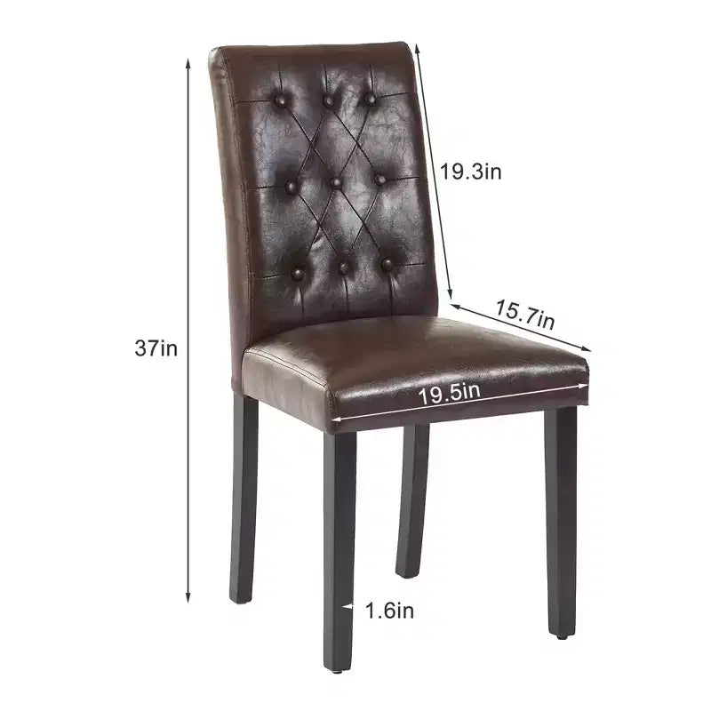 Lot de 2 chaises de salle à manger capitonnées, dossier haut capitonné, assise rembourrée et pieds en bois d'hévéa, chaises de salle à manger Café/Beige/Gris
