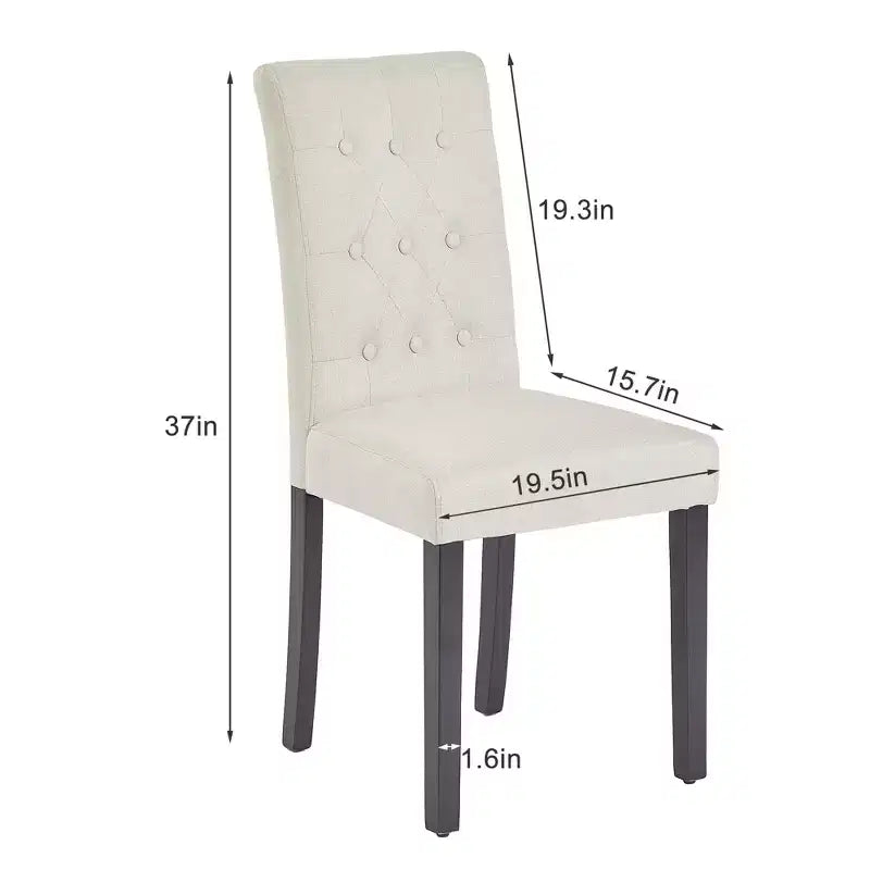 Lot de 2 chaises de salle à manger capitonnées, dossier haut capitonné, assise rembourrée et pieds en bois d'hévéa, chaises de salle à manger Café/Beige/Gris