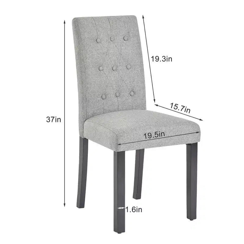 Lot de 2 chaises de salle à manger capitonnées, dossier haut capitonné, assise rembourrée et pieds en bois d'hévéa, chaises de salle à manger Café/Beige/Gris