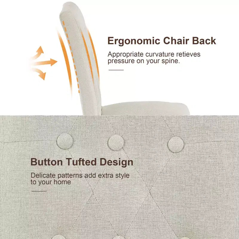 Lot de 2 chaises de salle à manger capitonnées, dossier haut capitonné, assise rembourrée et pieds en bois d'hévéa, chaises de salle à manger Café/Beige/Gris