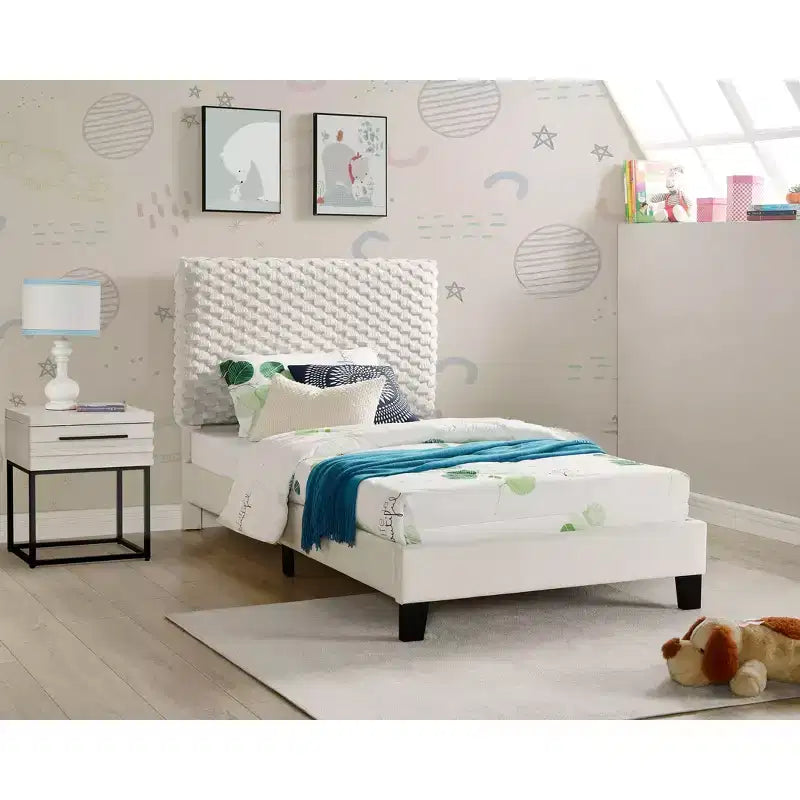 Findlay 2-Piece Bedroom Set, Plush 3D Upholstered Bed with Nightstand