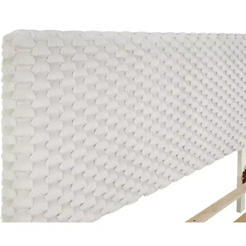 Ensemble de chambre 2 pièces, lit tapissé 3D en peluche avec table de chevet
