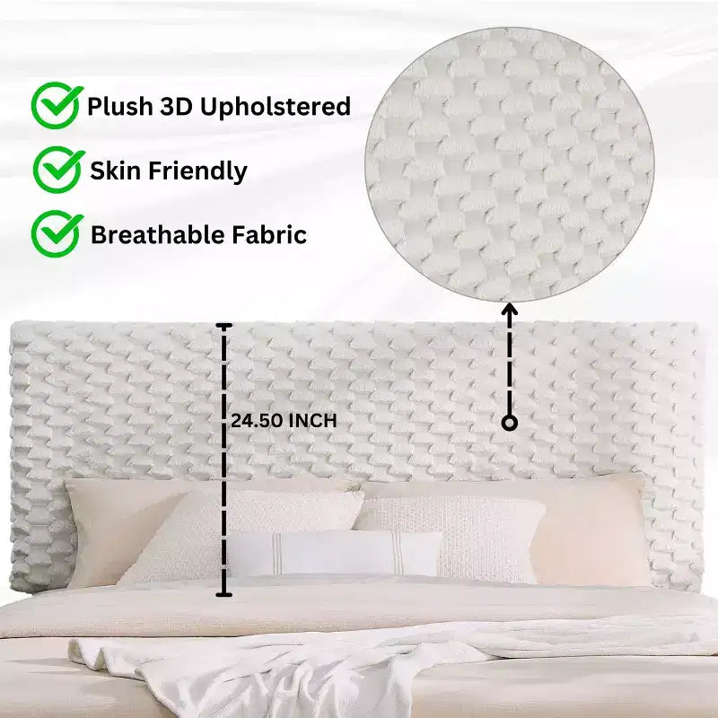 Ensemble de chambre 2 pièces, lit tapissé 3D en peluche avec table de chevet