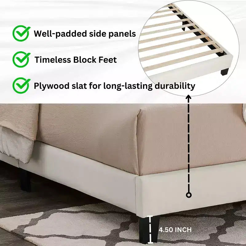 Ensemble de chambre 2 pièces, lit tapissé 3D en peluche avec table de chevet