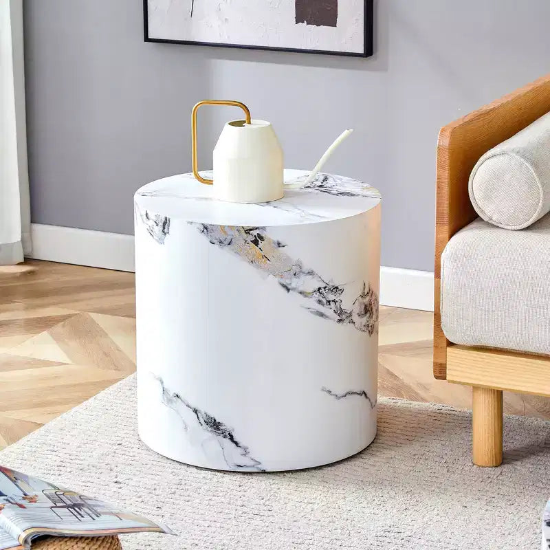 MAYEERTY 15.7in Modern Coffee Table Cylindrical Side Table for Living Room, Home, Office