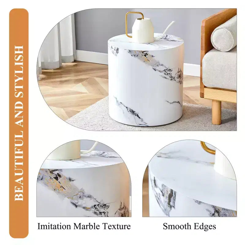 Table basse moderne Table d'appoint cylindrique pour salon, maison, bureau