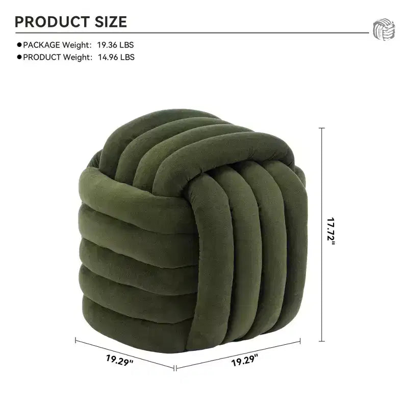 Poufs Repose-pieds Ottomans de 19 po, Tabourets de Maquillage en Chenille Motif Nœud pour Salon, Chambre à Coucher