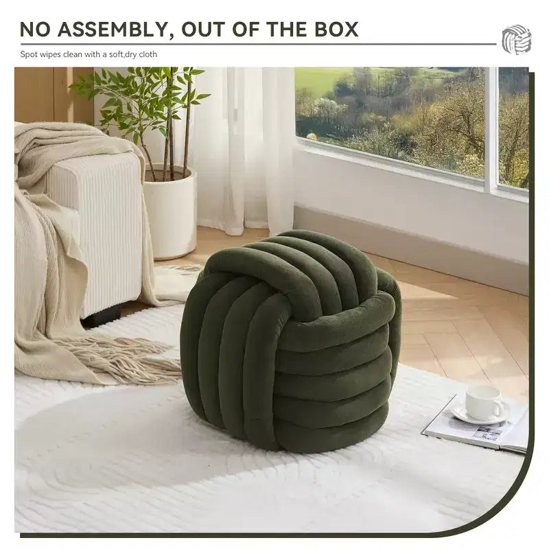 Poufs Repose-pieds Ottomans de 19 po, Tabourets de Maquillage en Chenille Motif Nœud pour Salon, Chambre à Coucher