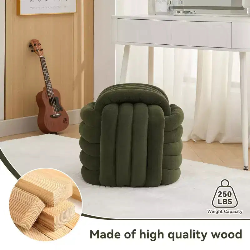 Poufs Repose-pieds Ottomans de 19 po, Tabourets de Maquillage en Chenille Motif Nœud pour Salon, Chambre à Coucher