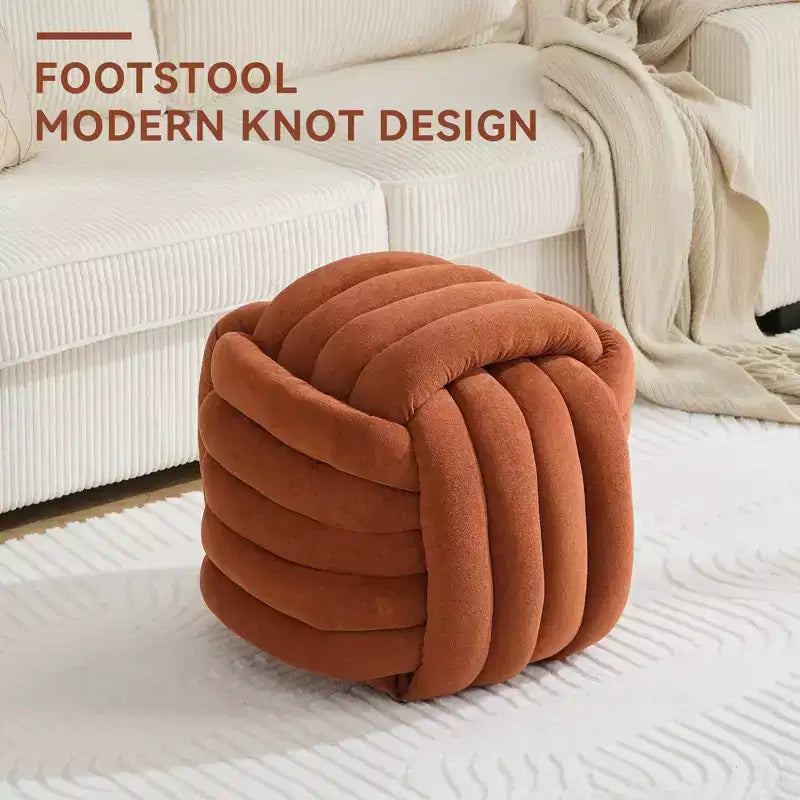 Poufs Repose-pieds Ottomans de 19 po, Tabourets de Maquillage en Chenille Motif Nœud pour Salon, Chambre à Coucher