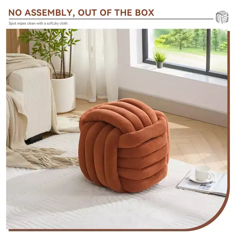 Poufs Repose-pieds Ottomans de 19 po, Tabourets de Maquillage en Chenille Motif Nœud pour Salon, Chambre à Coucher