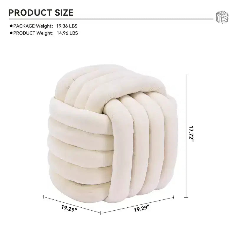 Poufs Repose-pieds Ottomans de 19 po, Tabourets de Maquillage en Chenille Motif Nœud pour Salon, Chambre à Coucher