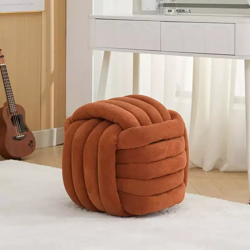 Poufs Repose-pieds Ottomans de 19 po, Tabourets de Maquillage en Chenille Motif Nœud pour Salon, Chambre à Coucher