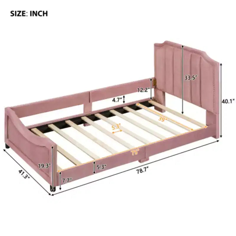 Lit de repos capitonné beige pour lits jumeaux avec tête de lit à rayures classiques