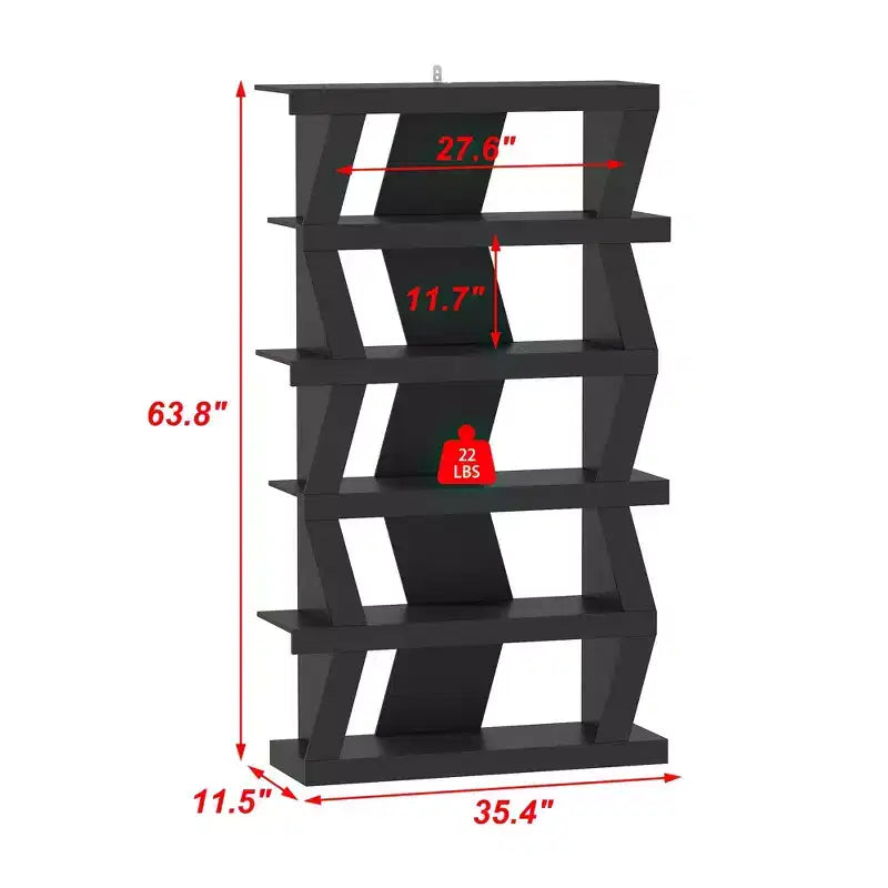 Étagère ouverte Étagère décorative Forme unique Rangement multifonctionnel Noir
