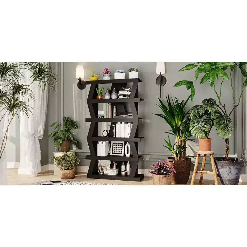 Étagère ouverte Étagère décorative Forme unique Rangement multifonctionnel Noir