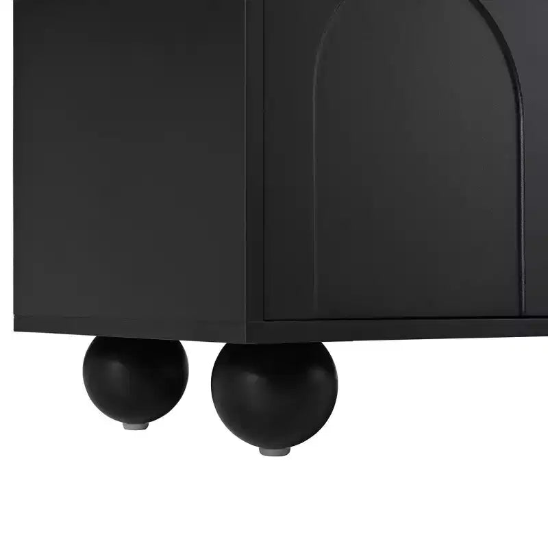 Meuble TV minimaliste de 70 po, Console TV, Centre de divertissement, Console média avec tiroir, armoire et dispositif de rebond pour téléviseurs jusqu'à 75 po, Blanc/Noir