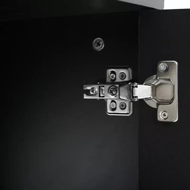 Meuble TV minimaliste de 70 po, Console TV, Centre de divertissement, Console média avec tiroir, armoire et dispositif de rebond pour téléviseurs jusqu'à 75 po, Blanc/Noir