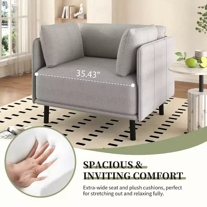 Fauteuil de salon vintage en cuir PU 39,17W avec structure en bois massif et pieds en acier