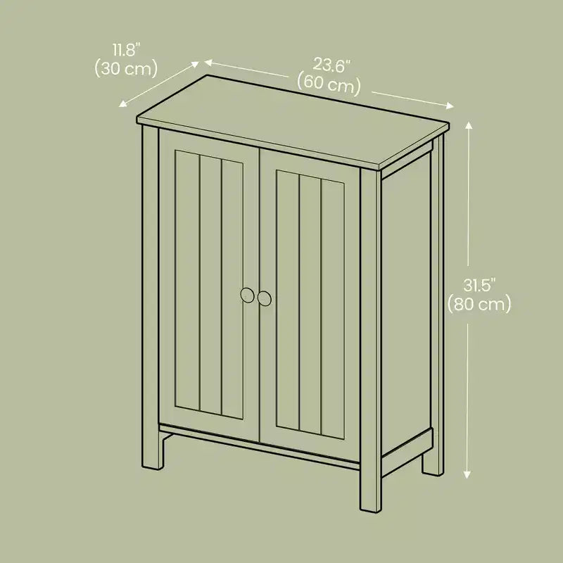 Meuble de Rangement au Sol Autoportant avec 2 Étagères Réglables, Organisateur de 60 cm de Large pour Salle de Bain Salon, Blanc