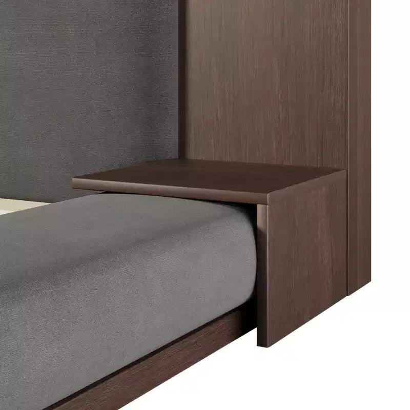 Lit rembourré plateforme avec tête de lit capitonnée et table de chevet, pour matelas Queen/King Size, aucun sommier tapissier requis, gris