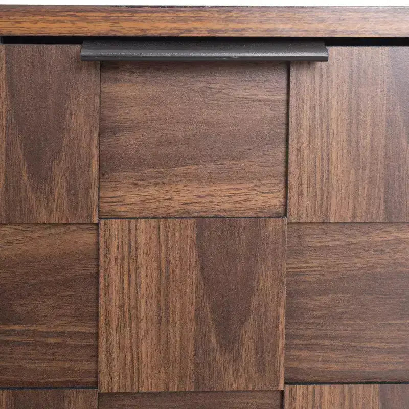 Meuble TV Mid-century avec 2 tiroirs, Table console média pour TV jusqu'à 85'', Centre de divertissement avec 2 armoires de rangement, Marron foncé