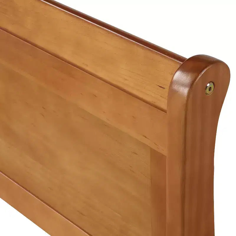 Cadre de lit plateforme en bois, design traîneau, avec tête de lit, pied de lit et support à lattes robuste