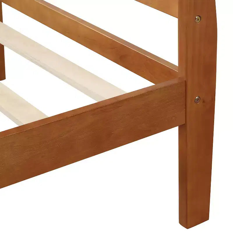 Cadre de lit plateforme en bois, design traîneau, avec tête de lit, pied de lit et support à lattes robuste