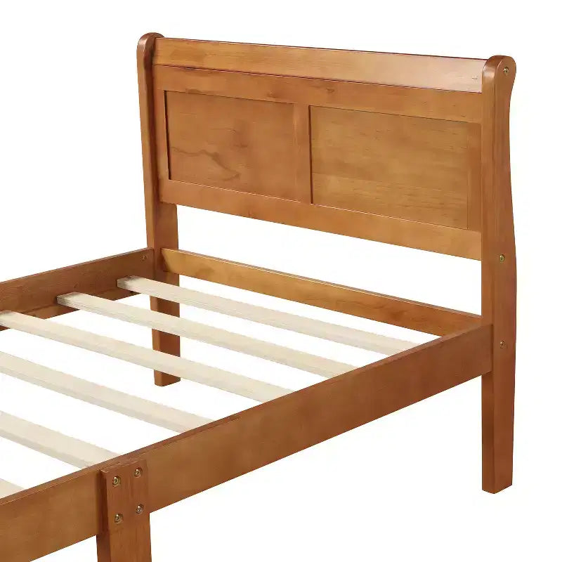 Cadre de lit plateforme en bois, design traîneau, avec tête de lit, pied de lit et support à lattes robuste