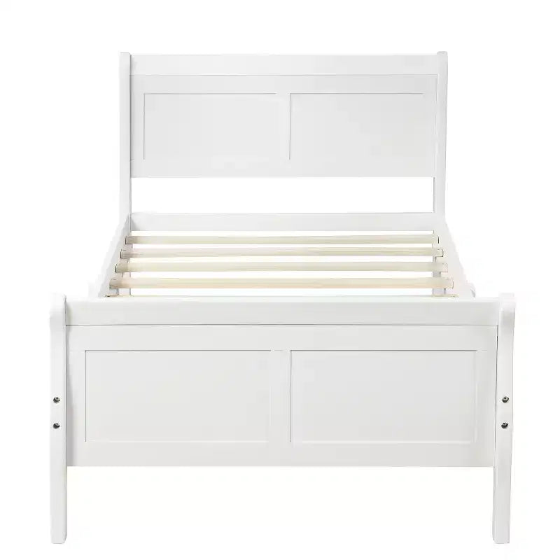 Cadre de lit plateforme en bois, design traîneau, avec tête de lit, pied de lit et support à lattes robuste