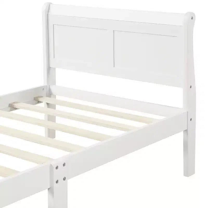 Cadre de lit plateforme en bois, design traîneau, avec tête de lit, pied de lit et support à lattes robuste