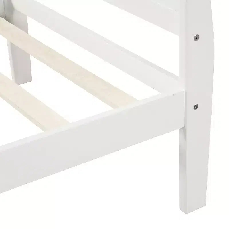 Cadre de lit plateforme en bois, design traîneau, avec tête de lit, pied de lit et support à lattes robuste