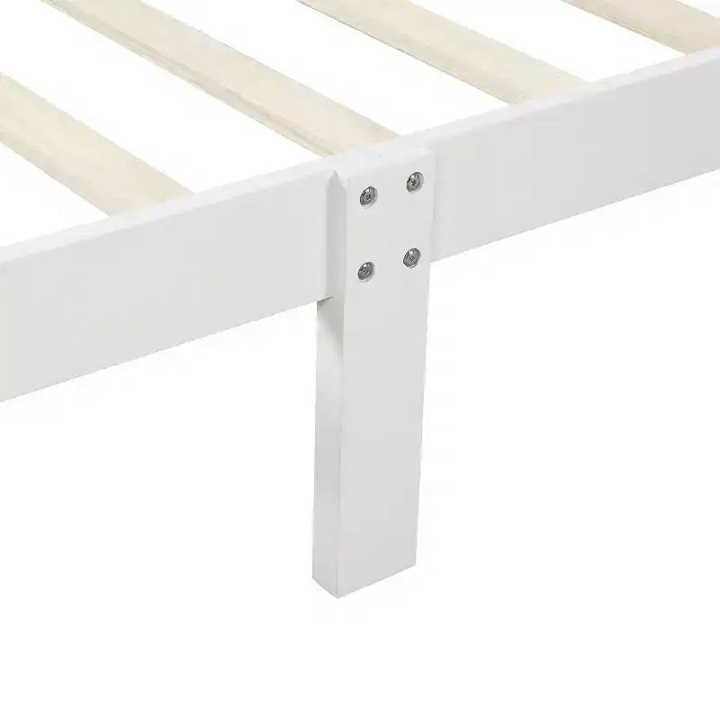 Cadre de lit plateforme en bois, design traîneau, avec tête de lit, pied de lit et support à lattes robuste
