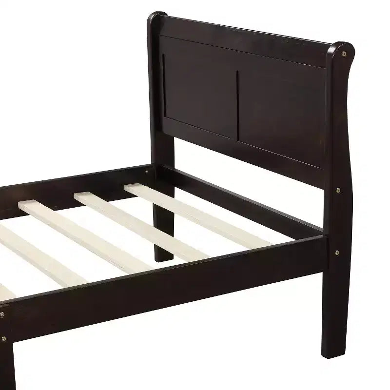Cadre de lit plateforme en bois, design traîneau, avec tête de lit, pied de lit et support à lattes robuste