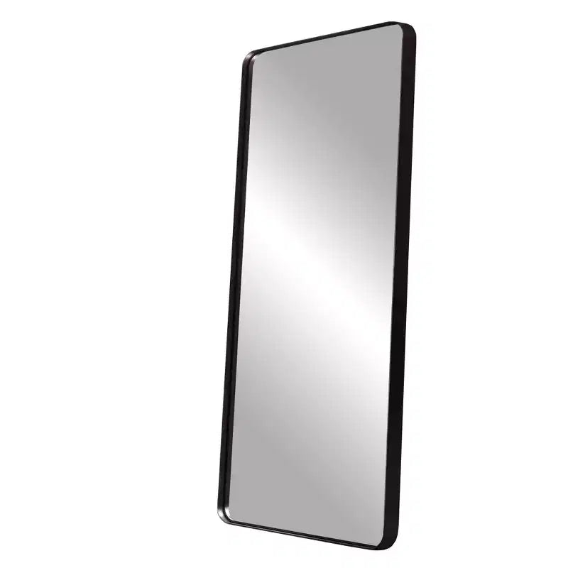 Miroir corps entier rectangulaire à coins arrondis en aluminium, peinture noire (Miroir profond - Sans support)
